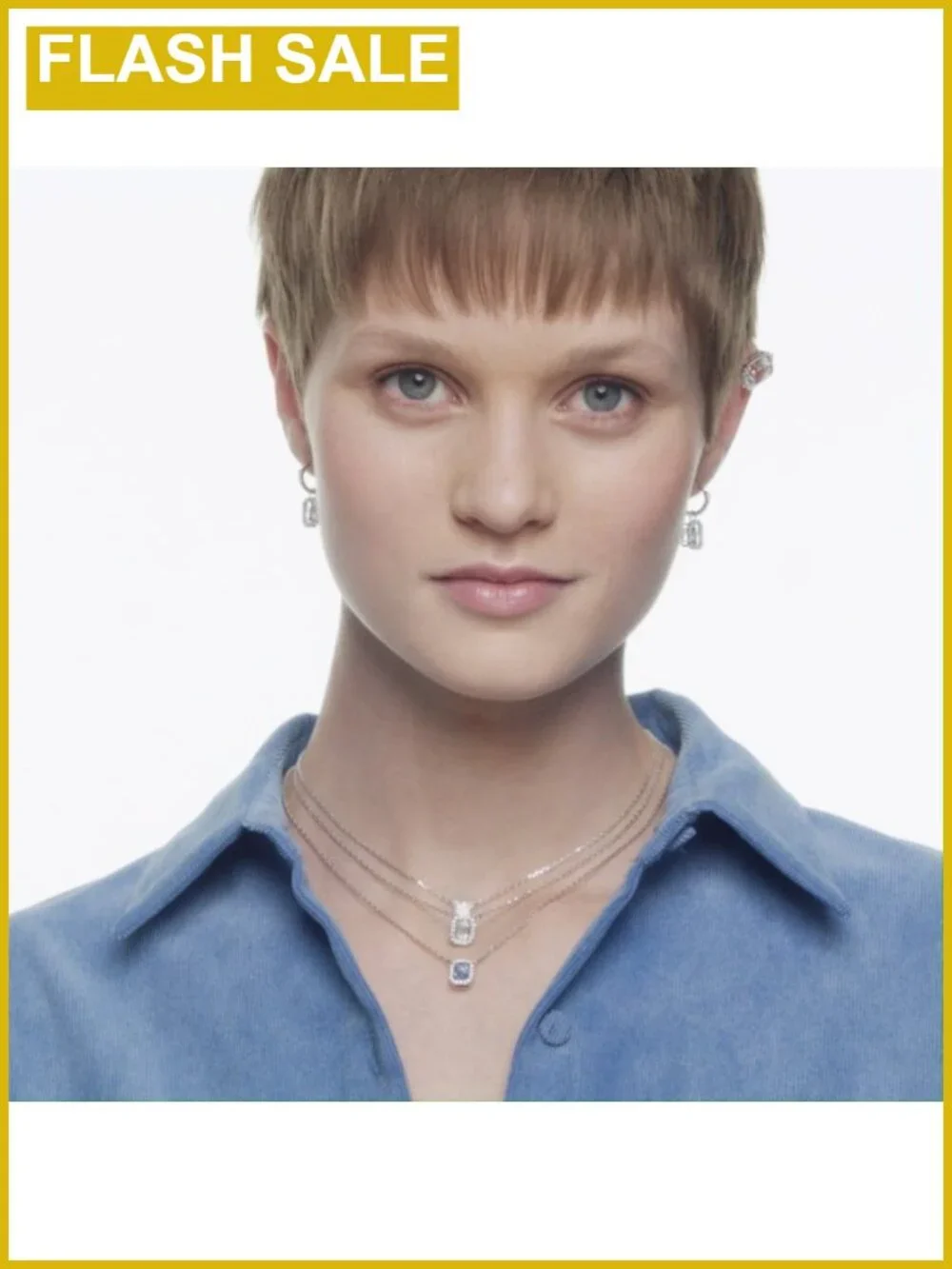 Swarovski Stilla Attract Crystal Pendant Necklace Rhodium Plated 14.875 in